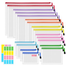VVCOIIROEI 18pcs Mesh Zipper Pouch Bags, Mesh Bags with Zipper, 8 Sizes Zipper Pouch - Plastic Zipper Pouches, 8 Colors Zipper Bags, Multipurpose Zipper Pouches for Organization, Board Game Storage