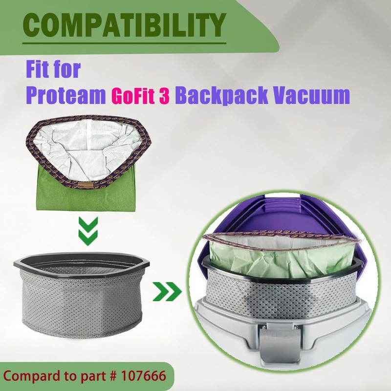 20 Pack 107666 Micro Filter Bags Replacement For ProTeam GoFit
