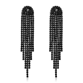 Clearine Bridal Tassel for Women Sparkle Rhinestone Crystal Long Drop Chandelier Bohemian Dangle Earrings, Crystal