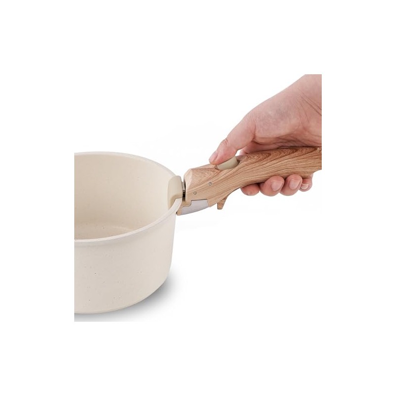 MOKIKA Removable Handle Wood-Like, Detachable Handle Cookware, Universal Pots and