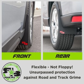 RokBlokz Rally Mud Flaps Compatible with 2019-2024 Subaru Forester (NOT Wilderness) - Multiple Colors Available - Custom Cut and Fit Mud Guards - Includes Mounting Hardware (BLK with BLK Logo, XL)