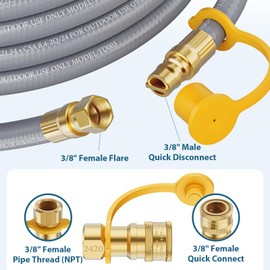 Rushare 24 Feet 3/8" ID Natural Gas Hose with Quick Connect, Low Pressure LPG Hose, for Weber, Char-Broil, Pizza Oven, Outdoor Grills, Patio Heaters and More