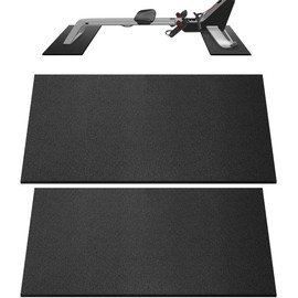 Crostice Double Mat Compatible with Peloton Bike, Row & Concept 2 Rowing Machine, Thickness 6mm, Bike Trainer Accessories, 11.8x30 inch * 2 Mat Protect Hardwood Floor Carpet, for Home Gym Exercise