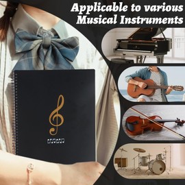 A4 Sheet Music Folder, A4 Music File Folder 50 Pockets/100 Pages, Protects Music Papers, Sheet Music Holder Allow Annotations, Storage Folder Blank Plastic for Musicians and Band, Sheet Music Storage