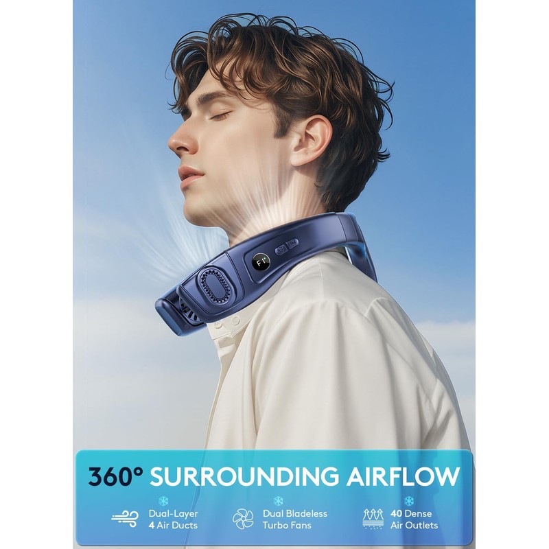 Staholz Neck Air Conditioner Portable, 360° Up-down Airflow Neck Fans,