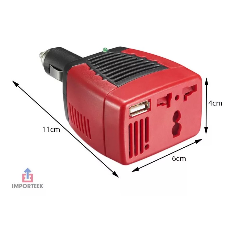 Importeek Inversor Corriente Automotriz Coche 150w Usb 12v A 110v