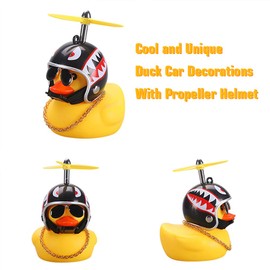 wonuu Rubber Duck Car Ornaments Yellow Duck Car Dashboard Decorations with Propeller Helmet