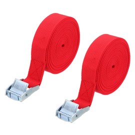 PATIKIL 1" x 18 ft Lashing Strap with Buckles, 2 Pcs Cam Buckle Tie Down Straps Adjustable Heavy Duty Secure Cinch Straps Up to 551 lbs for Cargo Kayak Bicycles, Red
