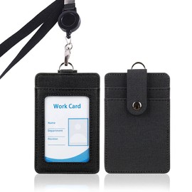 HAKUKU - Retráctil Porta Gafete Cordón Vertical Desmontable de Cuero PU Portadores de Insignias para Uso Empresarial para Hombres y Mujeres, Adecuado para Personal Diplomático, Escolar y de Oficina