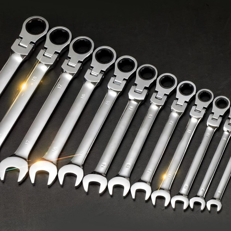 FLZOSPER 22-Piece Flex-Head Ratcheting Wrench Set，Metric & SAE Chrome Vanadium