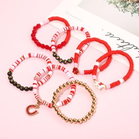 NVENF Kentucky Derby Bracelets for Women Heishi Clay Beaded Stretch Bracelets Horseshoe Charm Bracelet Stackable Horse Race Day Bracelet Kentucky Derby Accessories Jewelry Gifts (Derby 2)