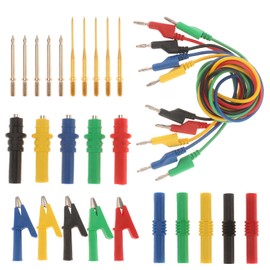 30Pcs Banana Plug Silicone Test Leads Kit, 4mm Stackable Banana Plug with Threading Probe, Alligator Clips, Probe Holder, Connection Hose, Automotive Test Leads for Multimeter