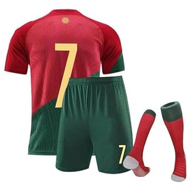 playera de fútbol n.º 7, playera ro-naldo 2022, playera de fútbol por-tugal para niños y jóvenes, Rojo -, 8-9 Años