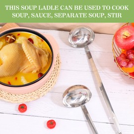 8 PCS Stainless Steel Ladle 8 Oz Soup Ladle 14" long Spoon Heavy-Duty Metal Ladle Sets big spoons for cooking Serving Soups, Gravy, Portioning, Stirring