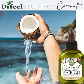 Difeel Essentials Hydrating Coconut - Hair Oil 2.5 oz. (Pack of 3)- Anti-Frizz, Nourishing Moisture, Improves Shine Hair Oil