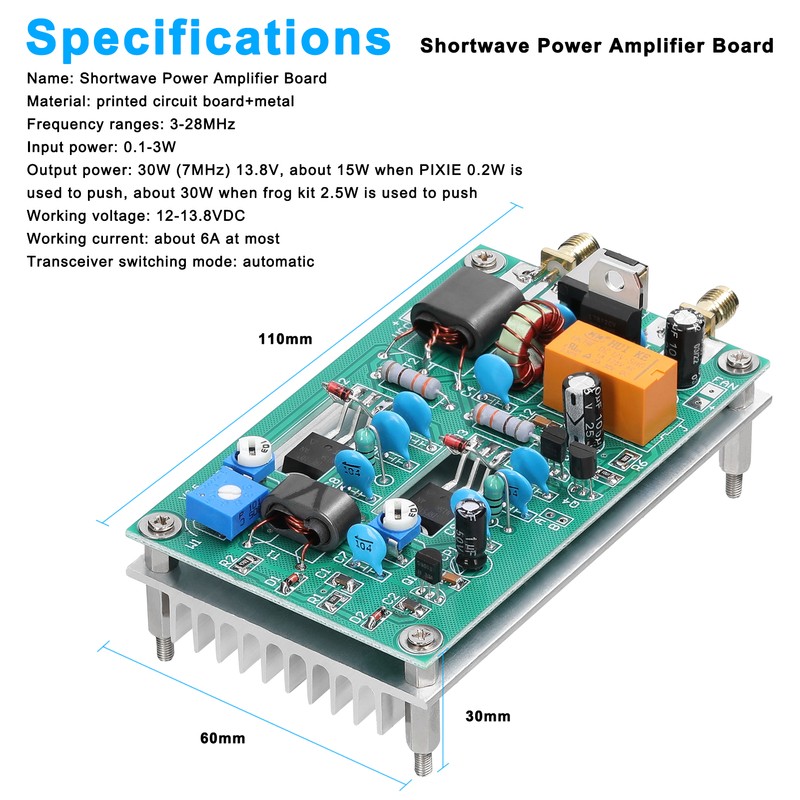 30W 3-28MHz Shortwave Power Amplifier Board CW SSB Linear High