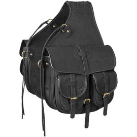 Tough 1 Oiled Leather Saddle Bag Black