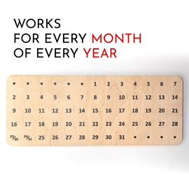Elegant Birch Wood Perpetual Calendar - Wooden Desktop Accessory - Timeless House & Office Desk Calendar - Eco-friendly Reusable Date Tracker