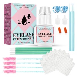 Sensitive Eyelash Extension Adhesive Kit, Smokeless Eyelash Extension Adhesive 5ml | Retain 3-4 Weeks | 2-3 Seconds Drying Time Professional and Personal DIY Eyelash Adhesive