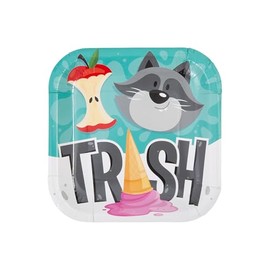 Fun Express 7" Garbage Critters Party Square Paper Dessert Plates – 8 Count