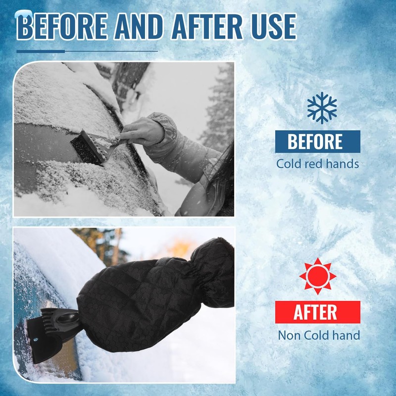 Norhogo 2pcs Glove Ice Scraper for Car Windscreen Set, Ice