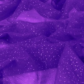 Entisn Tela de Tul Brillante, 1 Yardax60 de Ancho, Malla de Tul Morado con Lentejuelas Plateadas, Tela de Tul Suave Y Brillante A Granel para Velo de Novia, Decoración de Boda, Falda de Tutú, Papel d