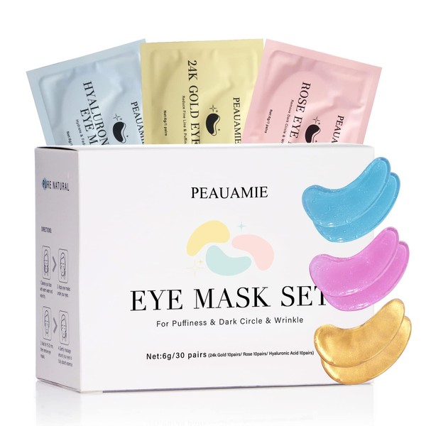 PEAUAMIE Under Eye Patches Gold and Hyaluronic Acid for puffy