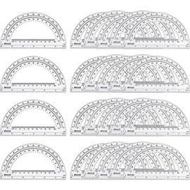 24 Pack Plastic Protractors Math Protractor 180 Degrees 6 Inch, Clear