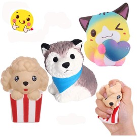 Anboor 3 Pcs Squishies Dog Cat Kawaii Scented Soft Slow Rising Animal Squishies Squeeze Stress Relief Kids Toy Prime Collection Gift