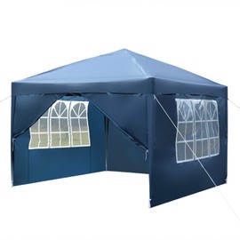 RIHUI Canopy Tent , 10' x 10' Gazebos & Pergolas,Pop up Canopy , Commercial Tent ,Outdoor Party with 4 Removable Two Doors & Two Windows Canopies Gazebos,Instant Canopy Shelter Tent (Blue)