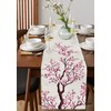 Cherry Blossom Table Runner 36 Inches Long Cotton Linen Tablerunner
