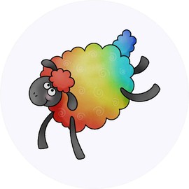 24 x 40mm Round 'Rainbow Sheep' Stickers (SK00042340)