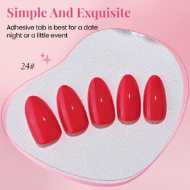 XZMeiLun Red Press On Nails Short Almond 30 Pcs, Designer Reusable Acrylic Fake Nails with Glue, Glossy Soft Gel Nails Wedding, Party, Daily Use, Stick On Glue On Nails, Nails For Women Gift