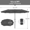 KioGro 13ft Large Outdoor Rectangular Patio Umbrella, Double Sided Outdoor