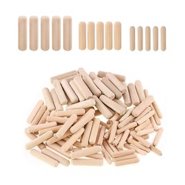 120 Pcs Wooden Dowels 10mm 8mm 6mm, Wood Dowels Pins, Wooden Plugs, Hard Wood Grooved Plugs Furniture Woodwork Grooved Fluted Pin Craft