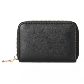 Genuine Leather Credit Card Case, Magnetic, Interference, Anti-Skimming, RFID Card Slot, Large Capacity, Unisex, Unisex, black