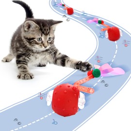 Kavsgdow Interactive Cat Toys Ball for Indoor, Cat Toys Interactive, Chirping Activated Cats Toy Cats Electric Chirping Bird Fast Moving Rolling Ball Fast Rolling on Carpet(Red)