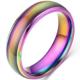Jude Jewelers 4mm Stainless Steel Temperature Sensative Color Changing Wedding Band Mood Ring, Metal, Cubic Zirconia