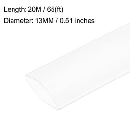 sourcing map Heat Shrink Tubing, 13mm Dia 21mm Flat Width 2:1 Heat Shrink Wrap Cable Sleeve Heat Shrink Tube 20m Clear