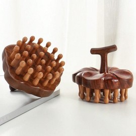Wooden Massage Comb, 1 Count Scalp Massager, Large Wide Tooth Head Scalp Meridians Scraping Massage Comb, Hair Care & Styling Tool for Home & Salon Use:_Handle model_one-size