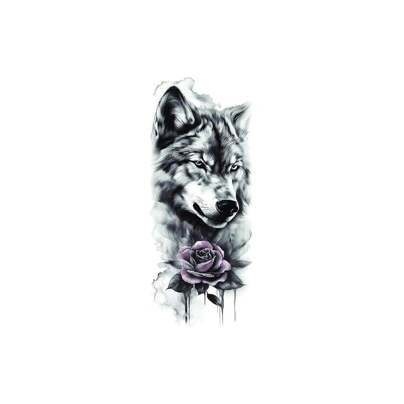 2 Blätter Temporäres Wolf Tattoo Wolf Traumfänger Tattoo Rose Tattoo