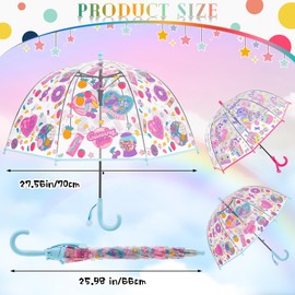 Fabbay 2 Pcs Kids Clear Bubble Umbrella Unicorn with Easy Grip Curved Handle Transparent Bubble Umbrella for Toddler Girls(Unicorn, Candy)