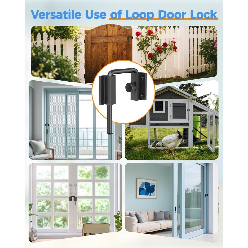 Sliding Door Loop Lock with Rotary Locking, Heavy Duty Aluminum