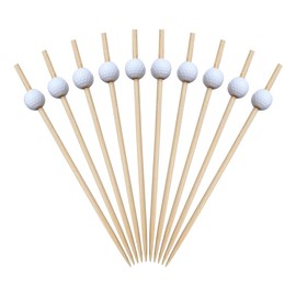 JIHUOO 100 Stück Cocktailspieße mit Golf-Thema, Ball, Vorspeisen, Zahnstocher, Spieße, Obst, dekorative Zahnstocher, Holz-Sandwich-Picker, Charcuterie, Buffet, Sticks, Sport-Partyzubehör