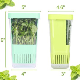 LAWNFUL 2 Pack Fresh Herb Keeper for Refrigerator, Clear BPA-Free Herb Saver, Storage Container for Cilantro, Parsley, Thyme, Mint & Asparagus, Preserver Keeps Fresh Herbs for 3 Times Longer