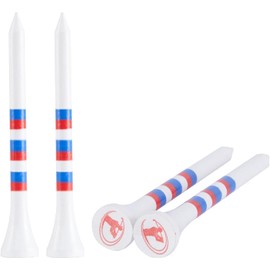 Golf Tees - 7cm/ 70mm Bamboo Golf Tee - Biodegradable Golf Tees Wooden - Strong & Sustainable Bamboo Tees - Golf Gifts for Men - Golf accessories for men - 25 Pack Tee White Colour & Blue, Red Stripes