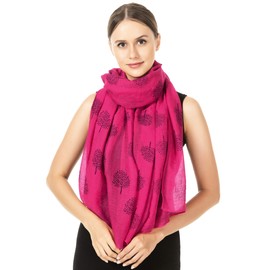 World of Shawls Mulberry Tree Scarf Shawl Wrap Soft Warm (Hot Pink - Stitched Ends)