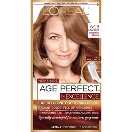 L'Oreal Paris ExcellenceAge Perfect Layered Tone Flattering Color, 6CB Light Soft Reddish Brown