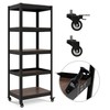 HOMEDANT House 5-Tier Metal Rolling Cart Shelf Rack Casters Heavy