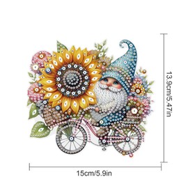 AiYuanzsh - Juego de gnomo de arte de diamantes 5D con colgante de girasol, adorno colgante de ventana para adultos, decoración del hogar o de pared